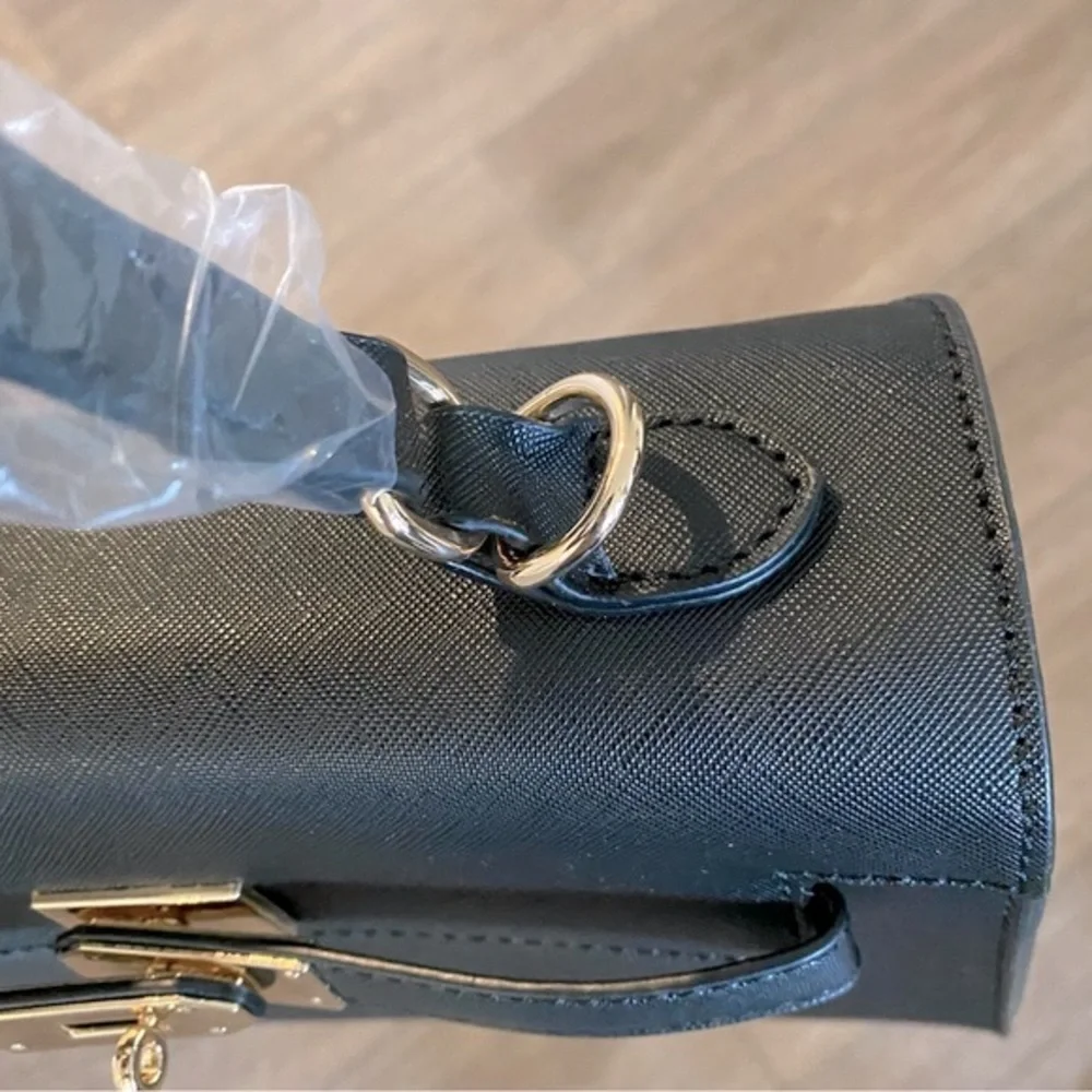NEW! BUNDLE Scarf Handled Satchel With Crossbody Strap & Matching Wallet Black